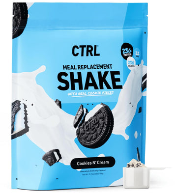 Ctrl Meal Replacement Shake With Real Cookie Pieces – Cookies N' Cream - 15 Servings Packed With Essential Nutrients, Including 23G Of Protein, 8 Grams Of Fiber, 22 Vitamins & Minerals & Only 1G Sugar
