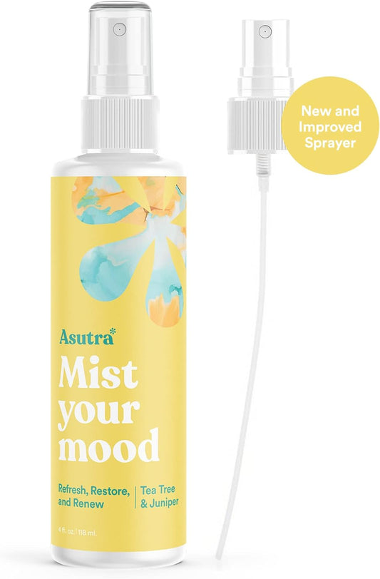 Asutra Tea Tree & Juniper Essential Oil Blend, Multi-Use Aromatherapy Spray, 4 Fl Oz | For Face, Body, Rooms, & Linens | Car, Fabric, And Bathroom Freshener | Refresh & Rejuvenate Skin