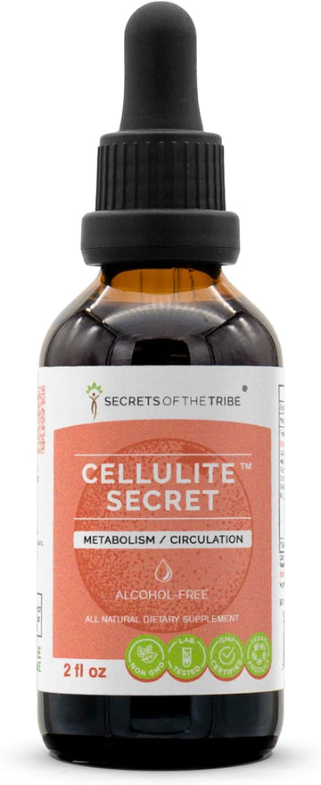Cellulite Secret Alcohol-Free Extract, High-Potency Herbal Drops, Tincture Made From Gotu Kola, Alfalfa, Rosemary, Dandelion, Beetroot, Fenugreek. Metabolism/Detox/Circulation 2 Oz