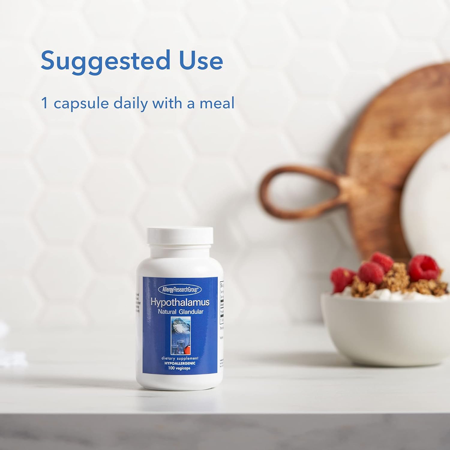 Allergy Research Group Hypothalamus Supplement - Endocrine Support, Natural Glandular, 500mg Adrenal Support, Adrenal Pituitary, Adrenal Gland Function, Bovine, Lyophilized, Vegicaps - 100 Count : Health & Household