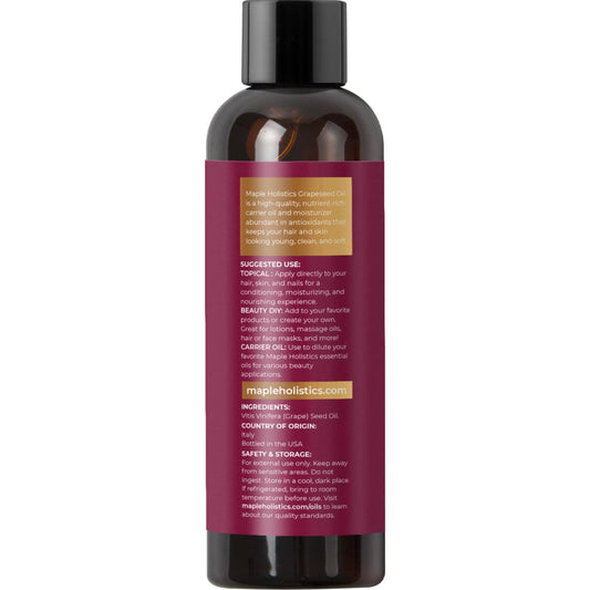 Pure Grapeseed Oil for Skin and Hair - Grapeseed Carrier Oil for Essential Oils Mixing and Grapeseed Extract Liquid for DIY Skin Care - Pure Grape Seed Oil for Nail Care Hair Oils and Facial Oil