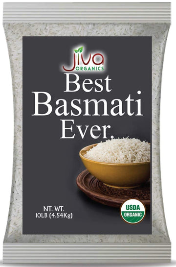 Organic Basmati Rice 10 Lb Bag - Pure, Long, Premium Quality From India - By Jiva Organics