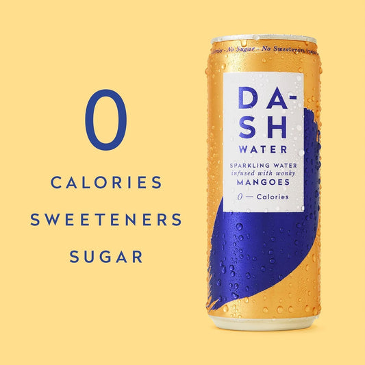 Dash Water - Pack Of 48: Lemon, Raspberry, Mango, Peach - No Sugar, Sweetener Or Calories - Infused With Wonky Fruit (330Ml Per Can)