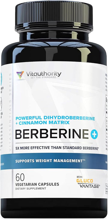 Vitauthority Extra Strength Berberine With Ceylon Cinnamon High Absorption Dihydroberberine Berberine Supplement For Balance And Support - Vegan Powerful Ampk Metabolic Activator - 30 Servings