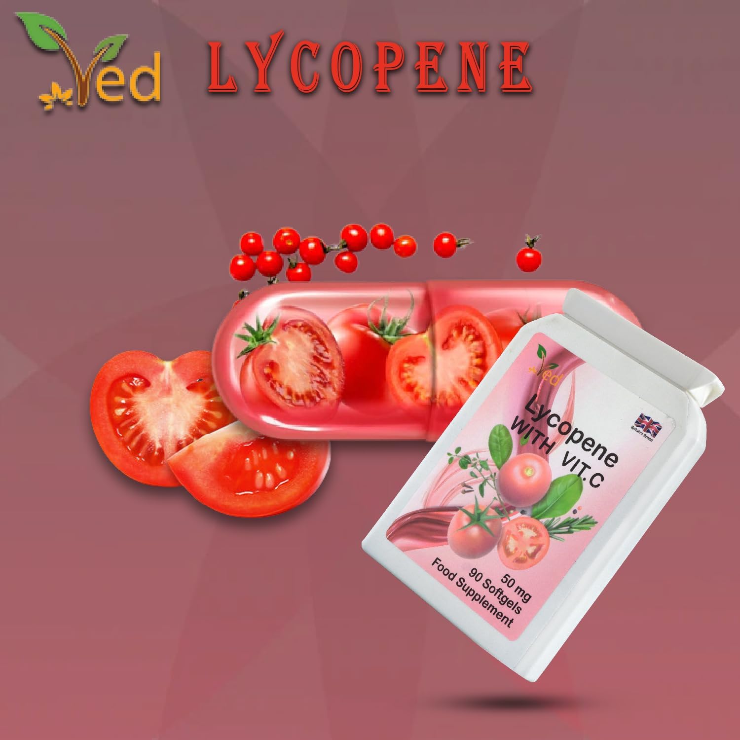 Ved Lycopene Supplement VSupports Energy Balance, Non-GMO, High Lycopene,50mg x 90 softgels : Amazon.co.uk: Health & Personal Care