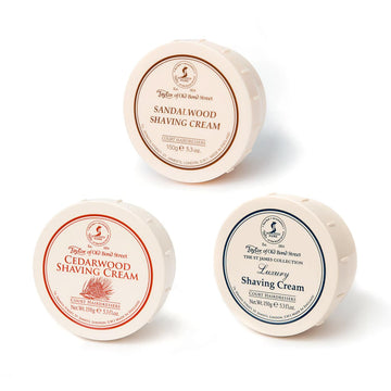Taylor Of Old Bond Street Luxury Shaving Cream Trio β Sandalwood, Cedarwood, & St James (3 X 150G Bowls)