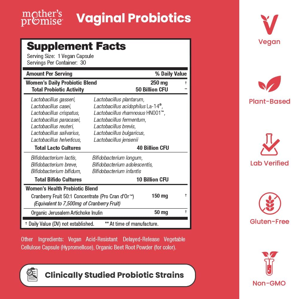 Vaginal Probiotics for Women | 50 Billion CFU + Cranberry | pH Balance, Healthy Odor, Yeast, Urinary & Feminine Health Supplement | Vegan Women’s Probiotics and Prebiotics for Women’s Vaginal Health : Health & Household