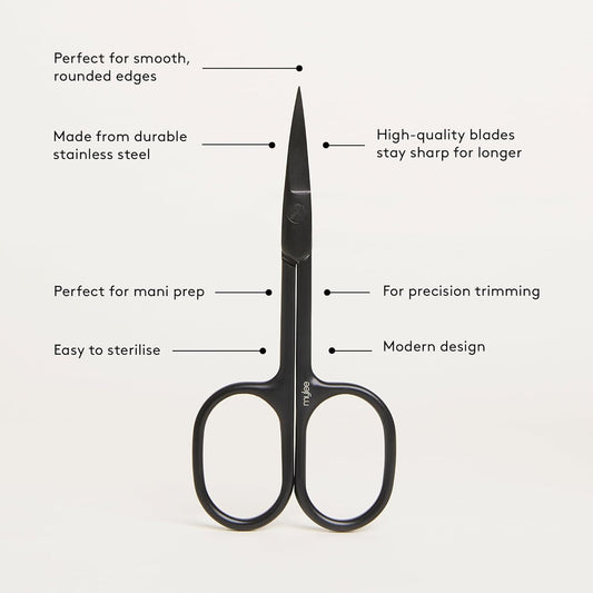 Mylee Curved Edge Nail Scissors – Professional, Sleek, Matte Black, Stainless Steel, Salon-Quality Nail Scissors For Precision Trimming And Smooth, Rounded Edges