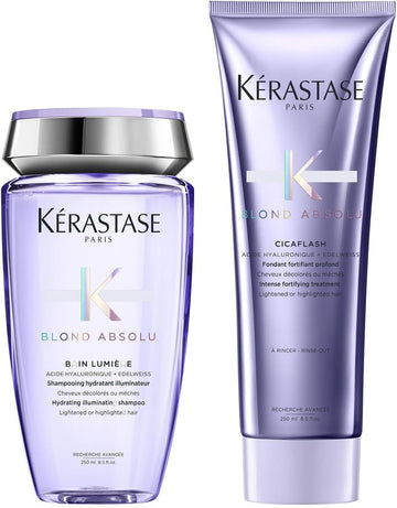 Kérastase Blond Absolu Shampoo And Conditioner Set, Routine For Blonde Hair Including Bleached And Highlighted Hair, Formulated With Hydrating And Illuminating Hyaluronic Acid, Duo Set