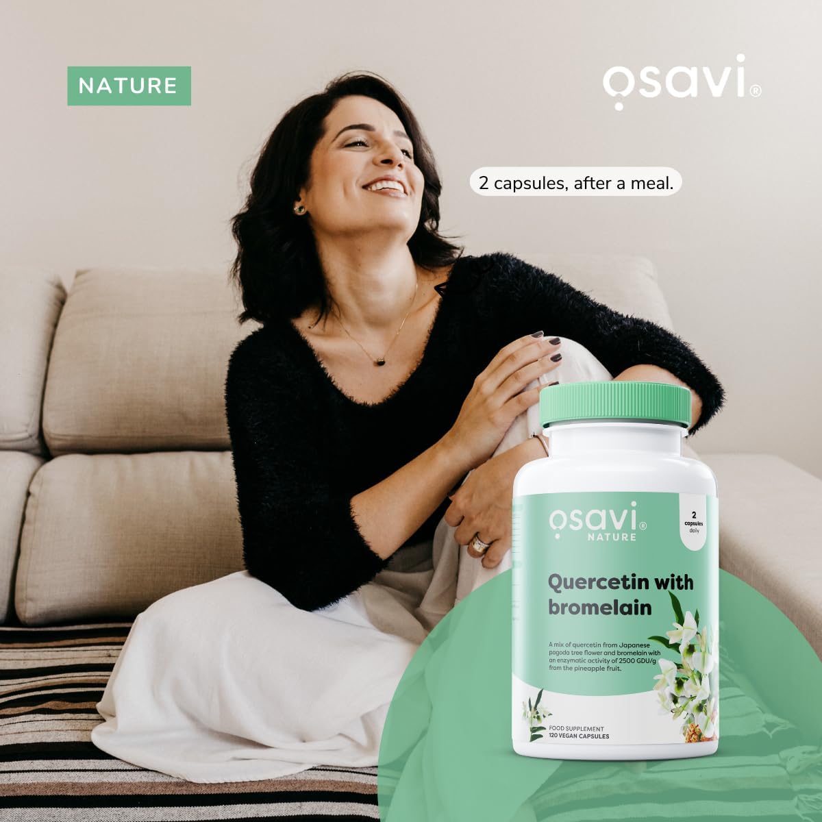 Osavi Quercetin with Bromelain – 120 Vegan Capsules | FlaviPure® Quercetin Extracted from Japanese Pagoda Tree & Bromelain from Pineapple | Supports Antioxidant Defense & Immune Health : Amazon.co.uk: Health & Personal Care