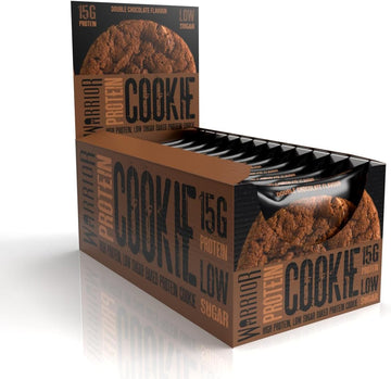 Warrior Protein Cookies – 15G Of Protein – Low Sugar – Baked Cookie Snack – 12 X 60G – Individually Wrapped – Vegetarian Friendly, Double Chocolate Chip