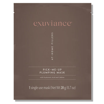 Exuviance Pick-Me-Up Plumping Mask With Pure Hyaluronic Acid And Caffeine For Instant Plumping Hydration - Reveal Smooth, Supple And Luminous Skin, For All Skin Types - Single Use Sheet Mask, 0.7 Oz