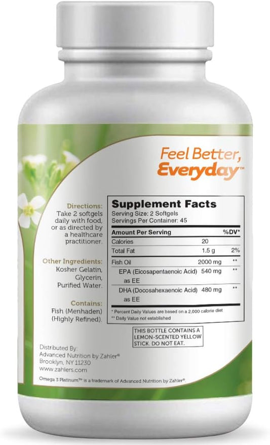 New and Improved! Zahler Omega 3, Advanced Omega 3 Fish Oil Supplement