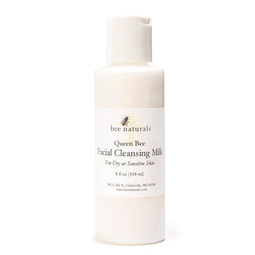Bee Naturals Facial Cleansing Milk- 4oz- Honey, Allantoin, and Almond Oil- Moisturize and Cleans and alm Inflammation- Safe for Sensitive Skin- All Skin Types-Unscented-Cruelty Free