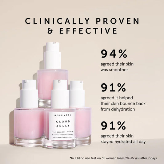 Herbivore Cloud Jelly Plumping Hydration Serum | Tremella Mushroom + Strawberry Extract, Lightweight, Deep Hydration For All Skin Types | Vegan, Plant-Based + Cruelty-Free, 30 Ml / 1 Oz