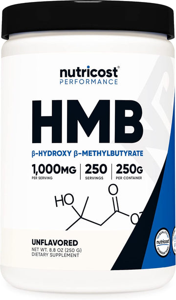 Nutricost Hmb Powder (Beta-Hydroxy Beta-Methyutyrate) 250 Grams - Gluten Free & Non-Gmo