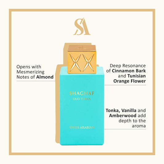 Swiss Arabian Shaghaf Oud - Luxury Products From Dubai - Long Lasting, Addictive Personal Edp Spray Fragrance - Seductive Signature Aroma - 2.5 Oz