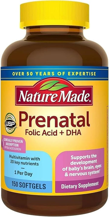 Nature Made Prenatal + Dha 200 mg Dietary Supplement (Netcount 150 Soft Gels), 150Count ()
