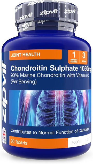 Zipvit Chondroitin Sulphate 1050Mg With Vitamin C, 90 Tablets, 90% Pure Marine Chondroitin Joint Care Supplement For Women & Men