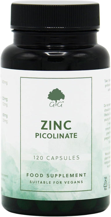 Zinc Picolinate - 22Mg Elemental Zinc Per Capsule - 120 Vegan Capsules - Chelated For Improved Absorption - Non-Gmo, Made In The Uk By G&G Vitamins