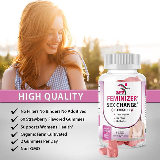 Feminizer Sex Change Pueraria Mirifica Gummy Supplement - Pure Root 10:1 Concentrated Extract 60 Veggie Gummies, Premium Organic - for Women, Transgender, Men
