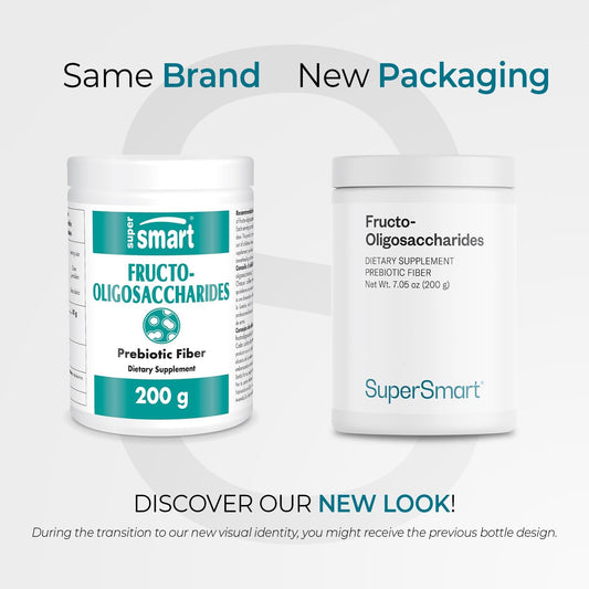Supersmart - Fructo Oligosaccharides Powder (Prebiotics Fos) - Oligofructose Inulin - Fiber Supplement - Intestinal Flora & Gut Health - Digestive Support | Non-Gmo & Gluten Free - 200 G
