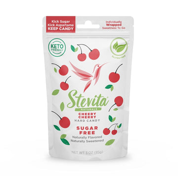 Stevita Hard Candy, Cheery Cherry - 25 Individually Wrapped Pieces - Sugar & Aspartame Free - Naturally Flavored & Sweetened - Non-Gmo, Gluten Free, Keto Friendly