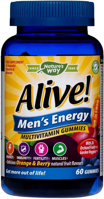 Alive! Men'S Energy Soft Jell Multivitamins | 60 Chewable Gummies | Complete Multi-Vitamins Specially Formulated For Men | Get More Out Of Life