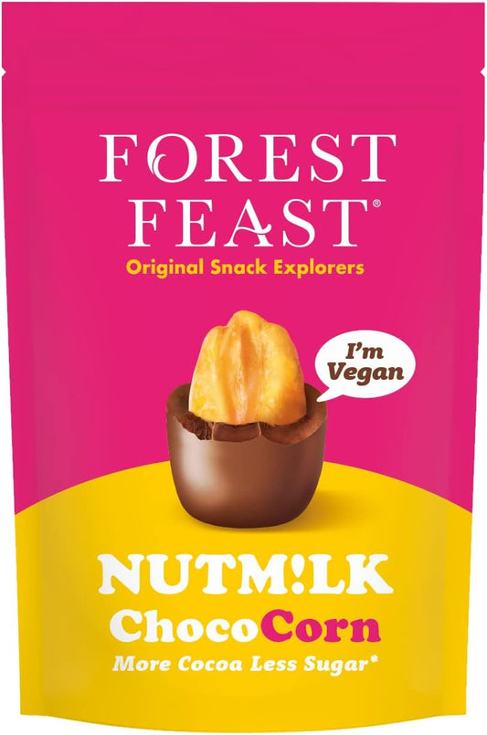 Forest Feast, Vegan Nutm!Lk Chococorn 6 X 110G | Vegan Milk Chocolate Coated Corn, Sweet & Salty Snack, Nutmilk Chocolate - Dairy Free & Gluten Free Vegan Snack