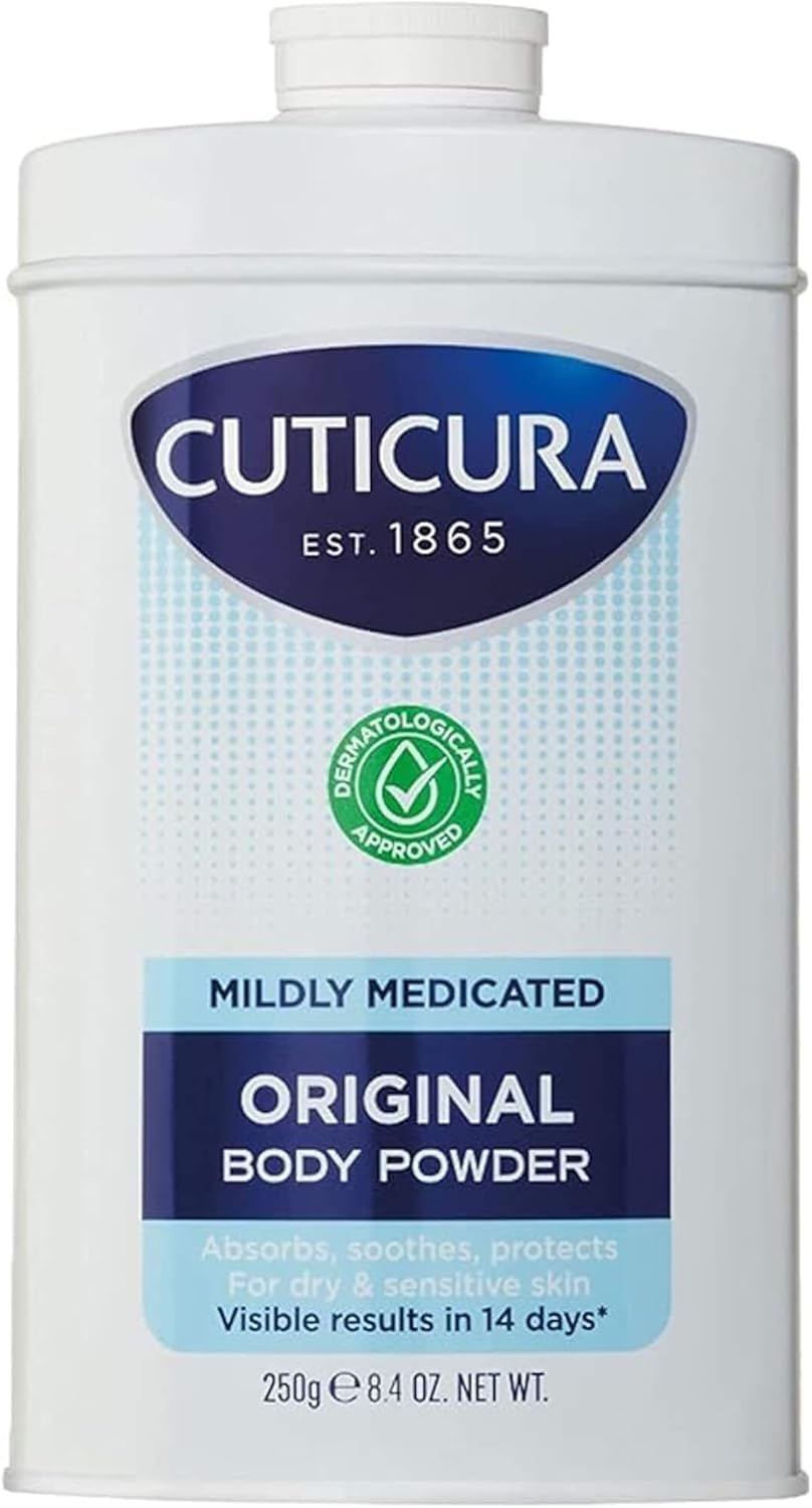 CUTICURA Mildly Medicated Talcum Body Powder 250g, Many Uses Personal Hygiene, Sweat Control, Chafing & Friction Prevention, Itching Relief : Amazon.co.uk: Beauty