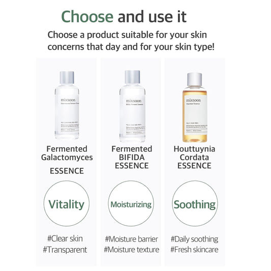 Mixsoon No.1 Essence Layering Set (Soondy Centella Asiatica +Galactomyces+Bifida) 3.38Fl.Oz*3Ea 10.14Fl.Oz