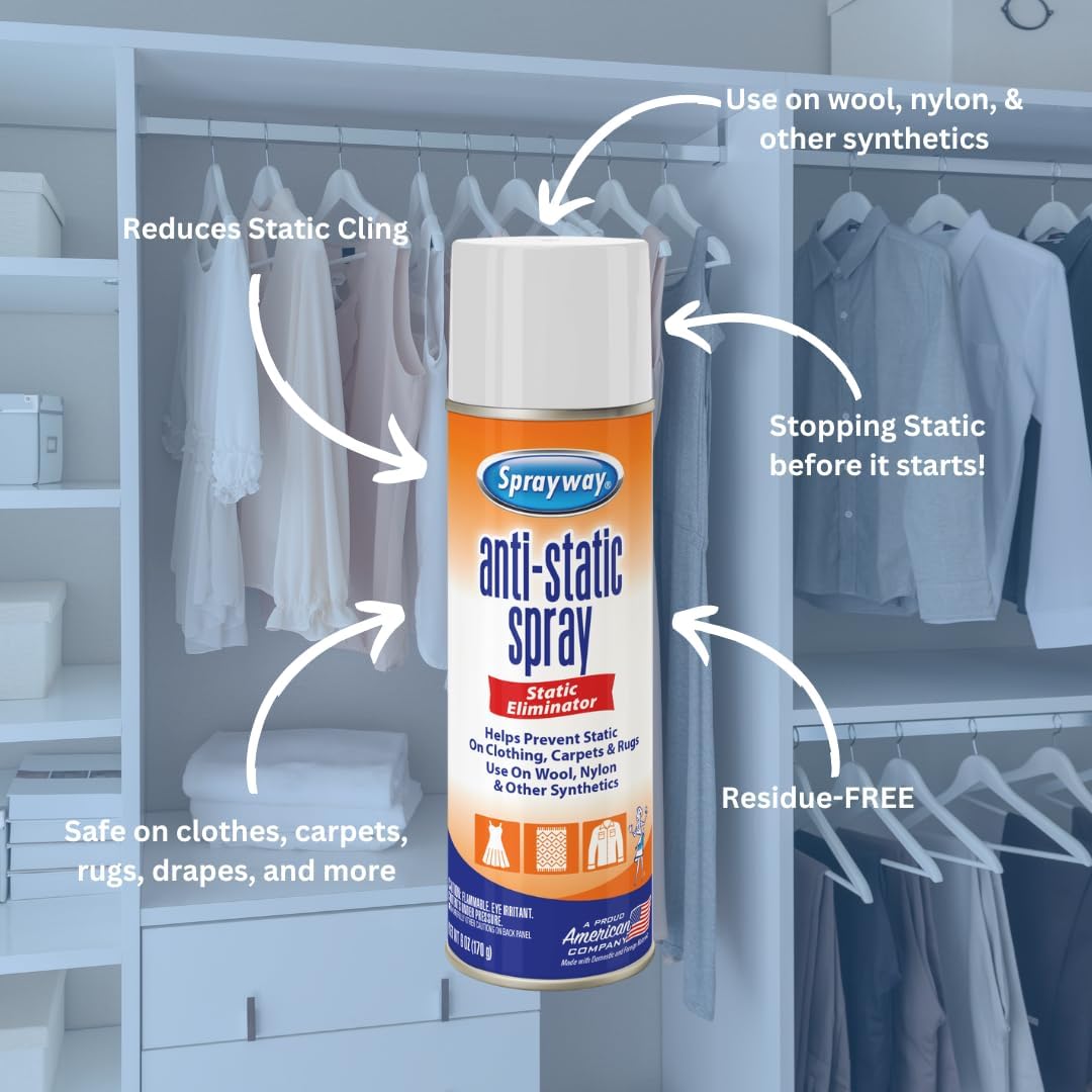 Sprayway SW956R Residue-Free Anti-Static Spray, Reduce Static Cling, Eliminate Static Shock, 6 Oz : Health & Household