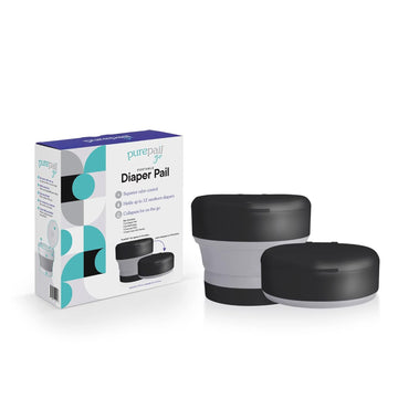 Go Portable Diaper Pail — Black — Superior Odor Control with No Added Fragrance — Collapses for On-The-Go — Compact & Space-Saving