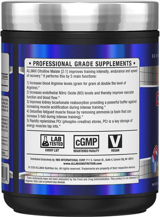 Allmax Essentials Citrulline Malate 2:1 - 300 G Powder - Improves Endu