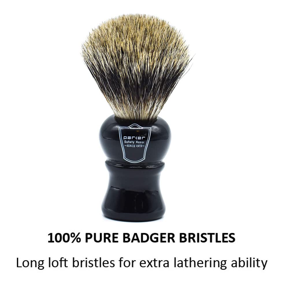 Parker Long-Loft 3-Band Pure Badger Bristle Shaving Brush β Premium Soft Bristle Brush For Rich Lather With Shaving Soaps & Creams : Beauty & Personal Care