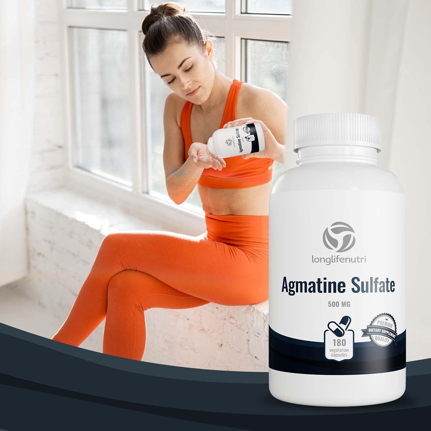 Longlifenutri Agmatine Sulfate 500Mg - 180 Vegetarian Capsules, Nitric Oxide Supplement For Muscle Recovery & Stamina, 6-Month Supply, Gmp Certified, Made In Usa : Health & Household