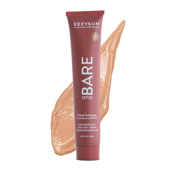Bare Tinted Sunscreen Spf 50 – Non-Greasy, Water-Resistant, Vegan & Reef-Safe With Hyaluronic Acid & Jojoba Oil – 1.69 Fl Oz – Deep