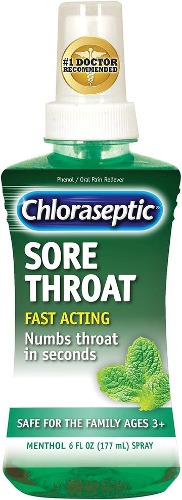 Chloraseptic Sore Throat Spray, Sugar Free, Menthol, 6 Fl Oz, 1 Bottle