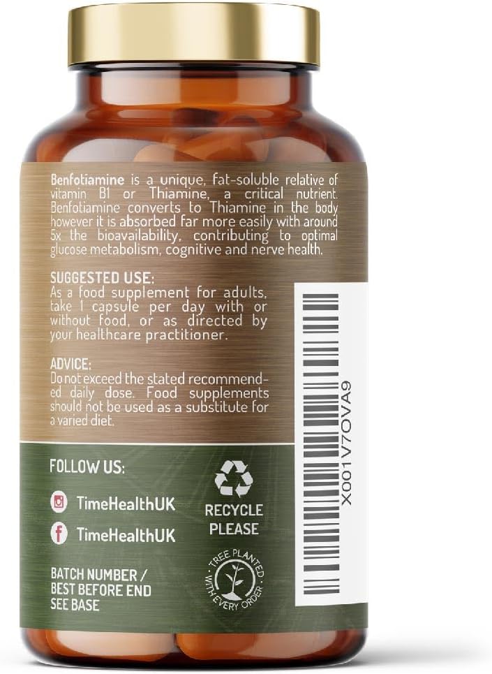 New: Benfotiamine - 300mg x 120 Capsules - Fat Soluble Vitamin B1 (Thiamine) - >98% Purity - UK Made Supplement - GMP Standards - Zero Additives : Amazon.co.uk: Health & Personal Care