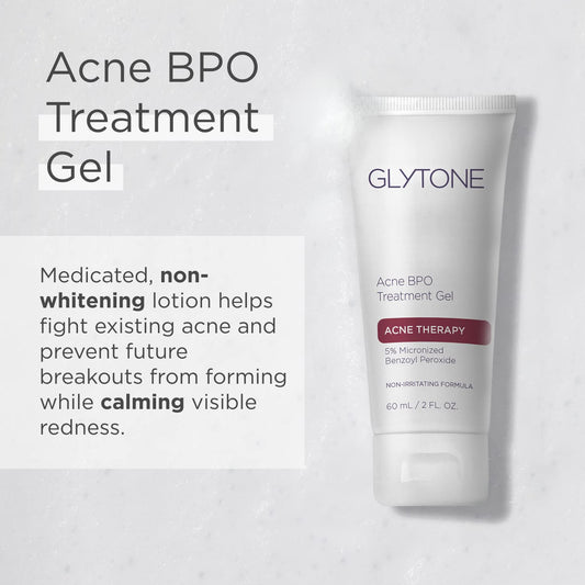 Glytone Acne Bpo Treatment Gel - 5% Benzoyl Peroxide Spot Acne Treatment For Face - Cystic Breakout And Scar Medication - Non-Comedogenic Time-Released Formula For Oily, Blemish-Prone Skin - 2 Fl Oz