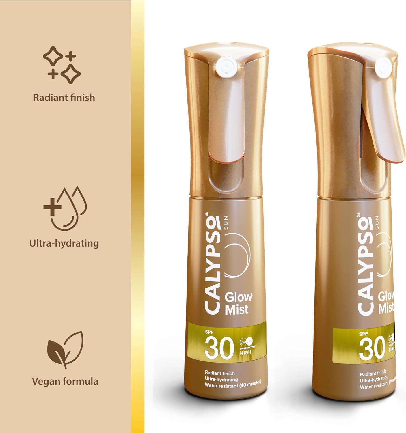 Calypso Glow Mist SPF30 | Radiant Skin Glow Finish, Protective Sun Spray, Water Resistant, Non Sticky Transparent Sunscreen, UVA & UVB Protection, 100ml : Amazon.co.uk: Beauty