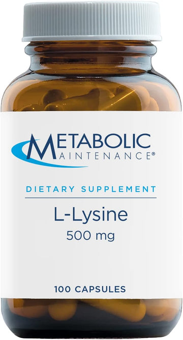 Metabolic Maintenance L-Lysine - Pure 500Mg Amino Acid Supplement, Vegan + No Fillers - Immune, Bone + Connective Tissue Support - 'Free Form' For Superior Absorption (100 Capsules)