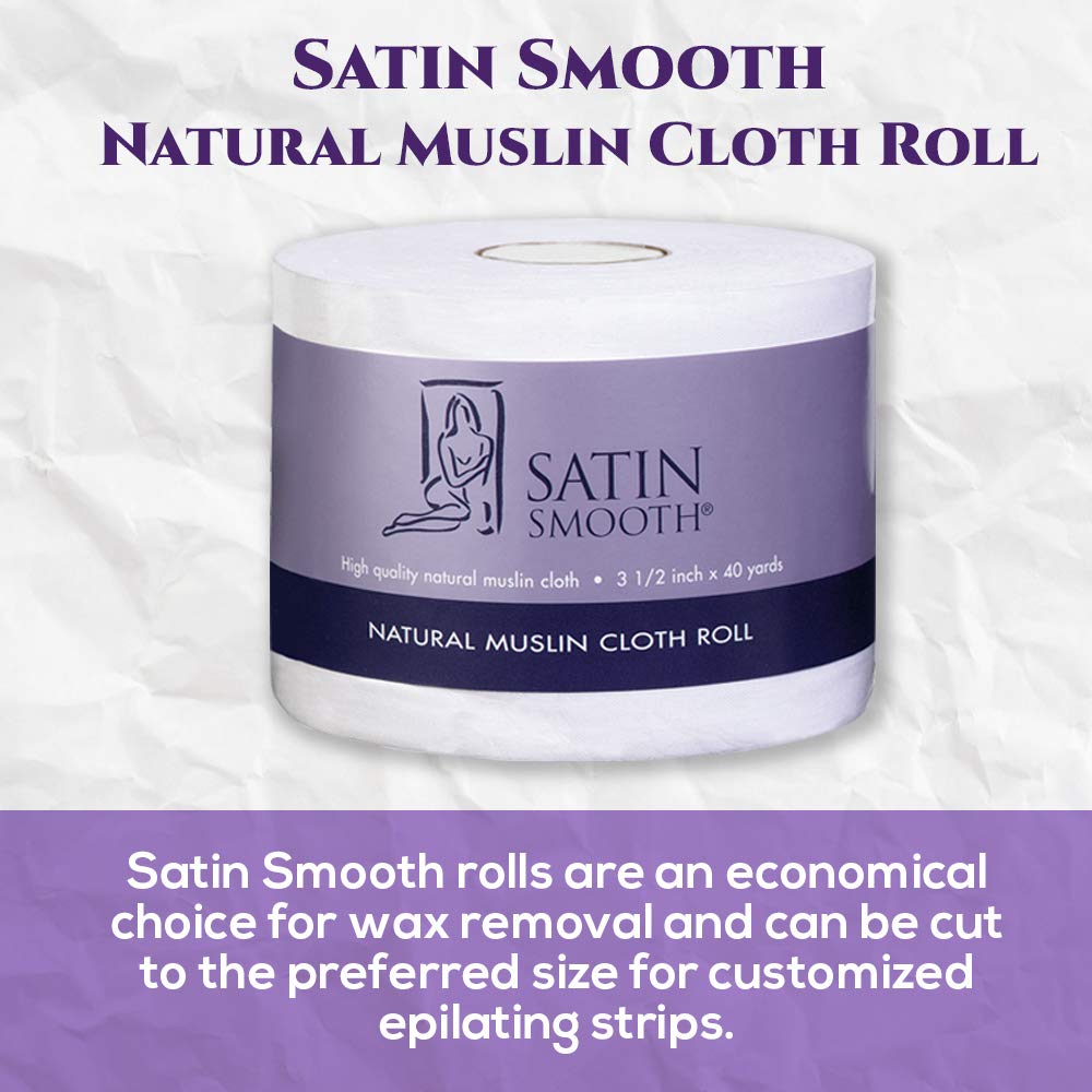 Satin Smooth Natural Muslin Waxing Cloth Roll For Hair Removal, 3.5 In X 40 Yards : Hair Waxing Strips : Beauty & Personal Care