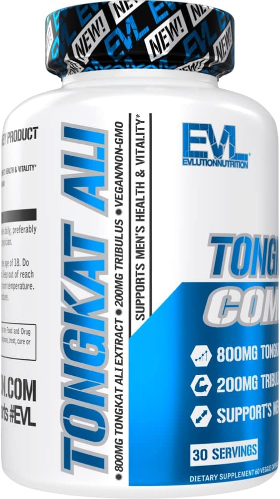 Evlution Nutrition Tongkat Ali - Men’s Health + Vitality Supplement - 800mg Tongkat Ali + 200mg Tribulus - Performance Support - Vegan + Gluten Free Capsules - 30 Servings : Health & Household