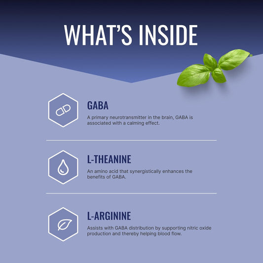 Approved Science Gaba+ - Promote Calm, Improve Sleep, Boost Mood - Gaba, L-Theanine, L-Arginine, Vitamin B6, Bioperine - High Absorption - 60 Capsules - Vegan
