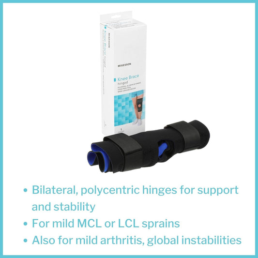 McKesson Knee Brace, Hinged / Open Patella / Open Popiteal, 2XL, 25 1/2 in to 28 in Circumference, 1 Count