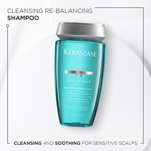 Kérastase Specifique, Cleansing & Rebalancing Shampoo, For Sensitive Scalps & Combination Hair, With Calophyllum Oil & Glycerine, Bain Vital Dermo-Calm, 250Ml