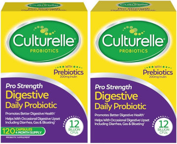 Culturelle Pro Strength Daily Probiotic, Digestive Capsules, Naturally Sourced Probiotic Strain Proven To Support Digestive & Immune Health, Gluten & Soy Free, 4 Month Supply, 60 Count (Pack Of 2)