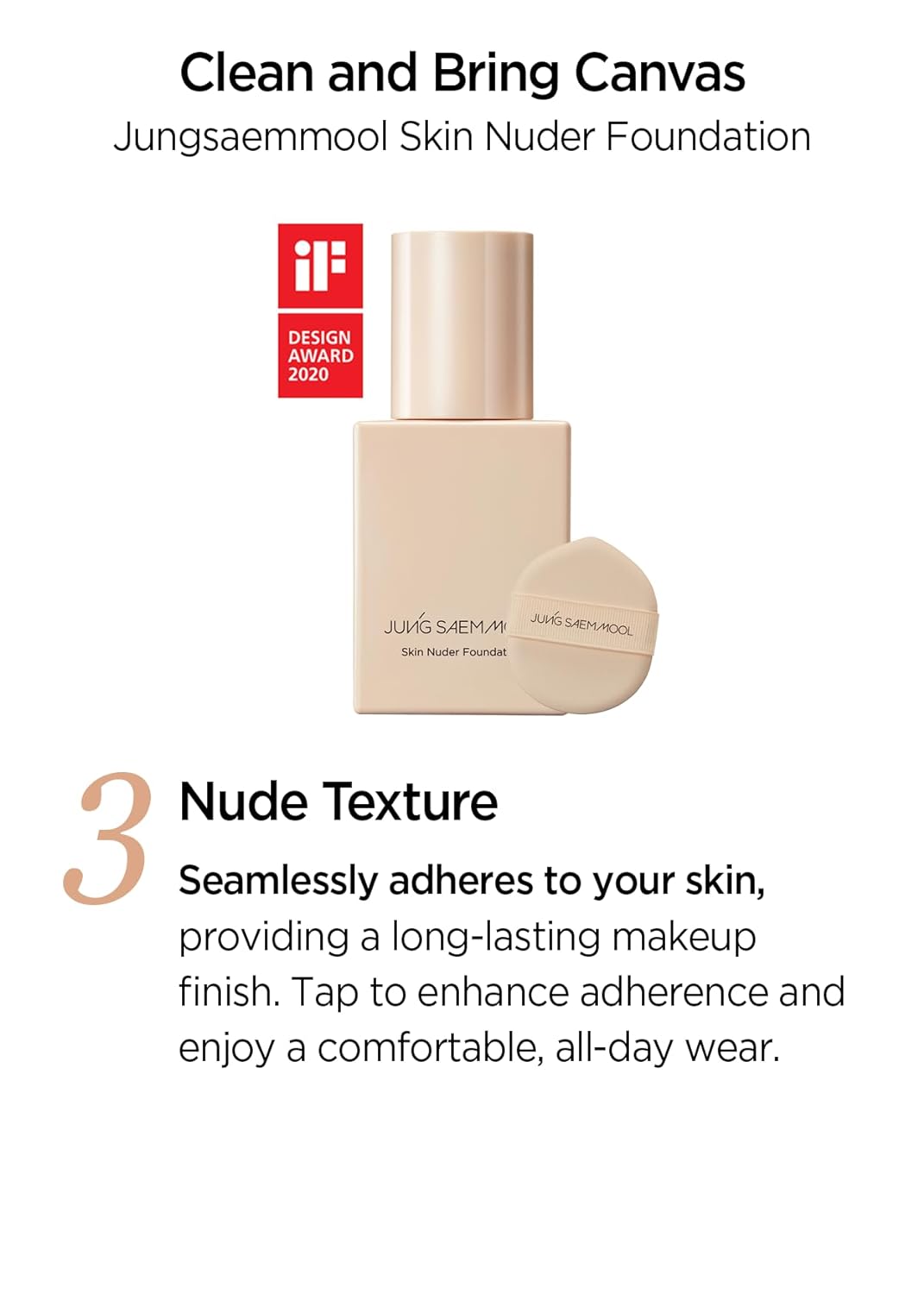 Jungsaemmool Official Skin Nuder Foundation 1.0 Fl Oz (30 Ml) With Exclusive Puff (N Light) | Korean Foundation | Makeup Artist Brand | Flawless Coverage | Dewy Finish | Long-Lasting