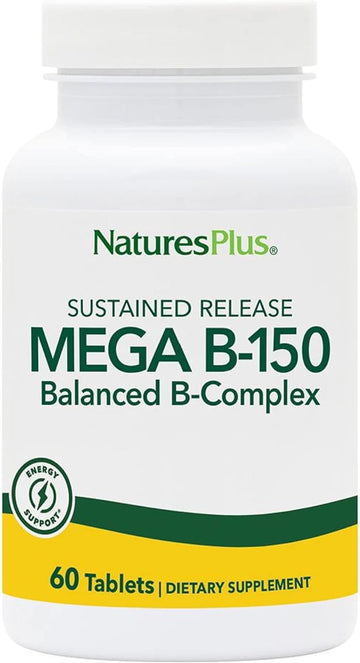 Naturesplus Mega B150 Complex, Sustained Release - 60 Vegetarian Tablets - Maximum Potency B Complex Vitamin Supplement - Gluten-Free - 60 Servings